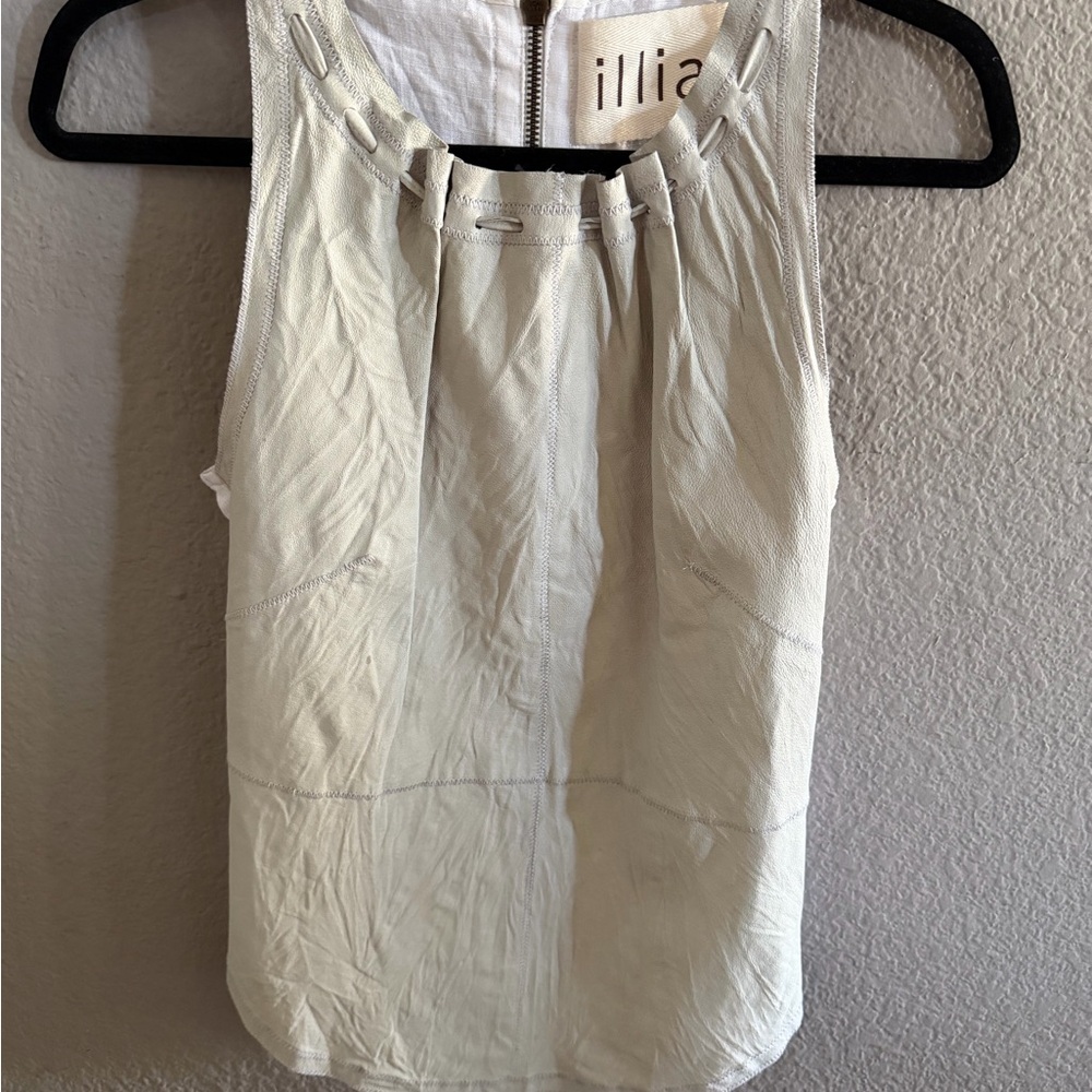 ILLIA Genuine Leather Front Top Made in USA Zip Back Gathered Waist size 4